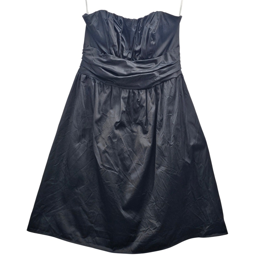 Davids Bridal Black Strapless Sweetheart Ruched Waist Cocktail Dress Size 6